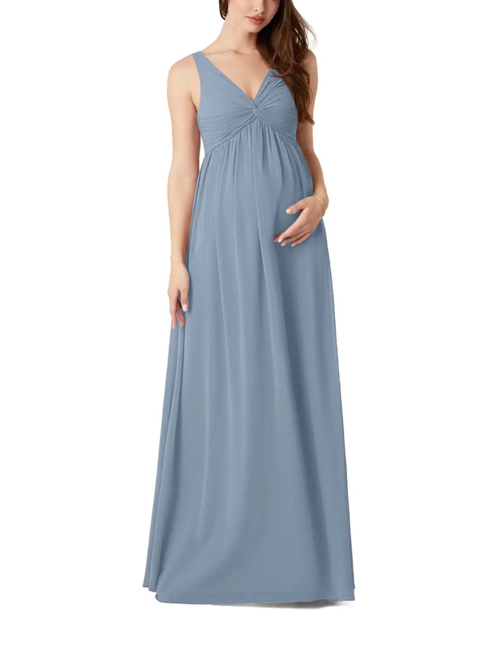 Azazie Light Blue V-Neck Maternity Maxi Dress